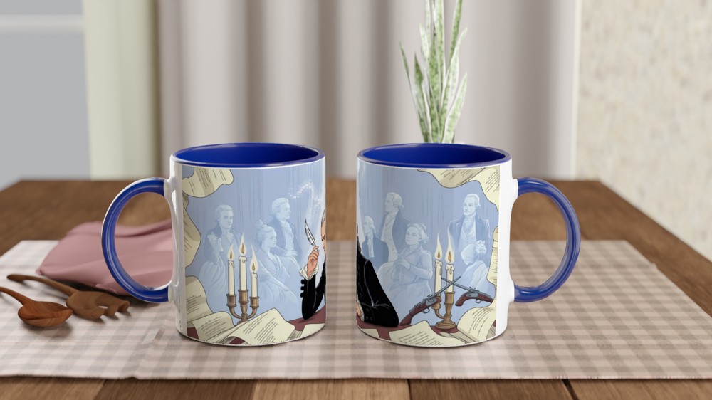Founding Father Writing at Desk Illustration Mug — view 4