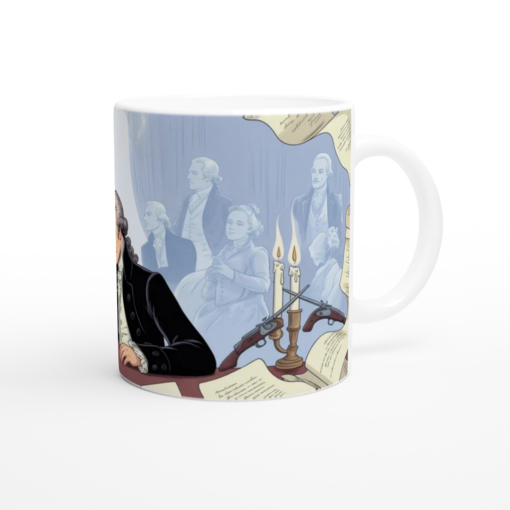 Founding Father Writing at Desk Illustration Mug — view 12