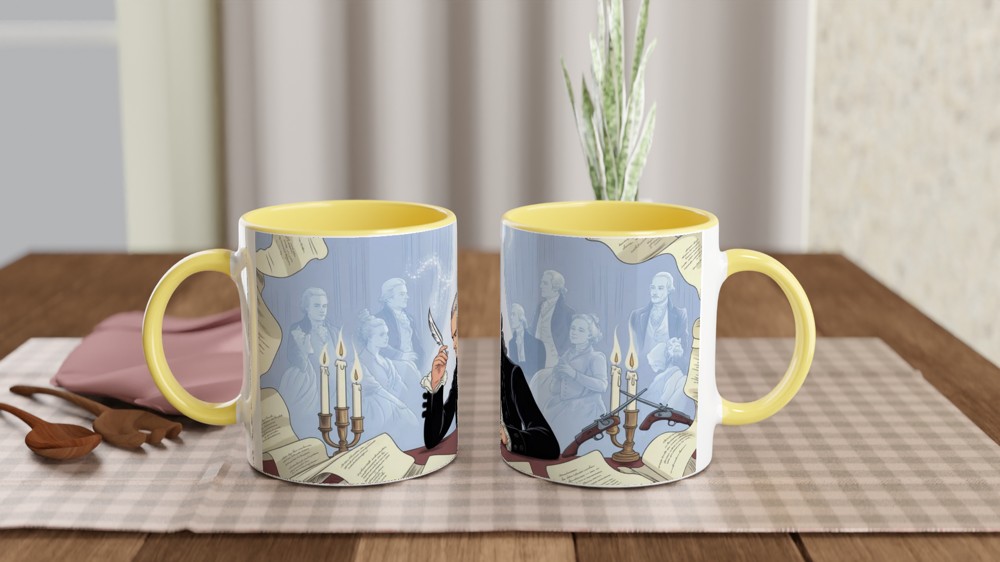 Founding Father Writing at Desk Illustration Mug — view 8