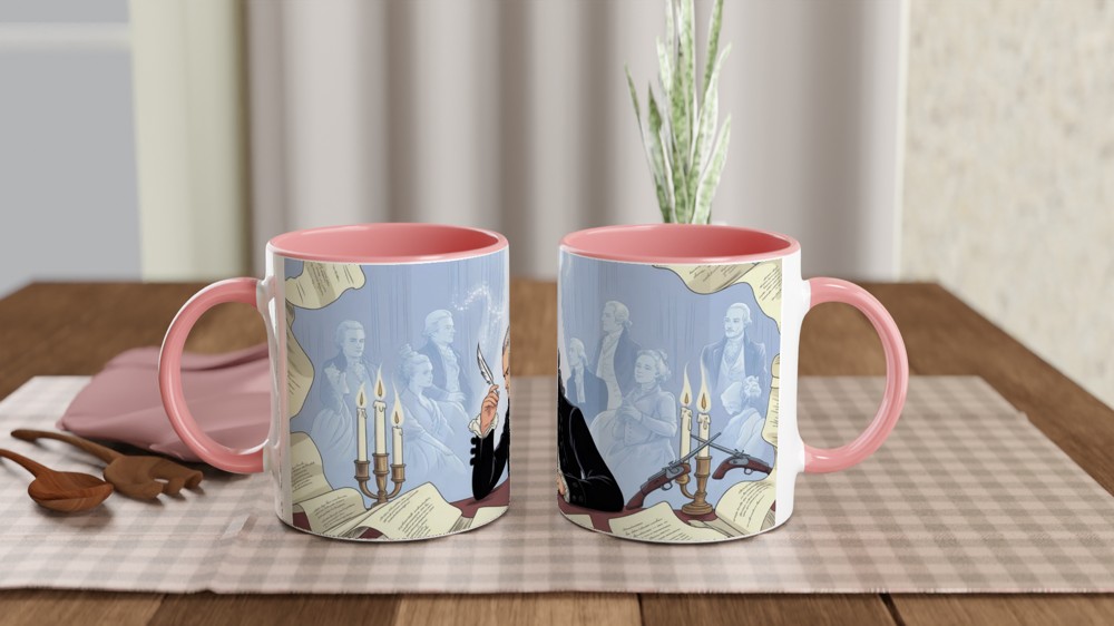 Founding Father Writing at Desk Illustration Mug — view 6