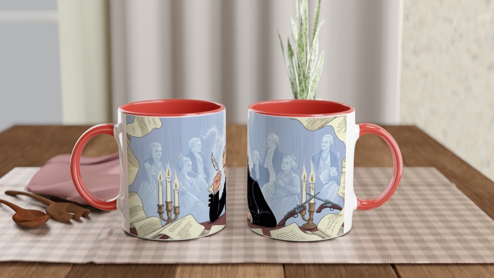 Founding Father Writing at Desk Illustration Mug — view 7