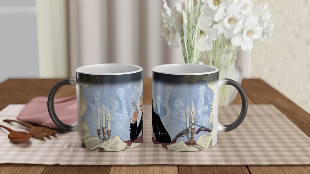 Founding Father Writing at Desk Illustration Mug — view 3
