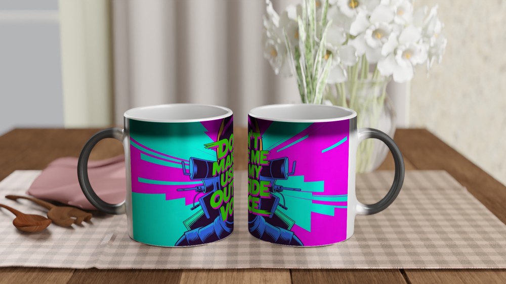 Don't Make Me Use My Outside Voice - Retro Pop Art Mug — view 3