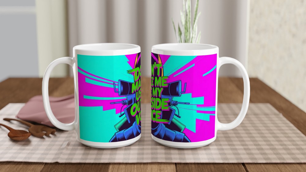 Don't Make Me Use My Outside Voice - Retro Pop Art Mug — view 2