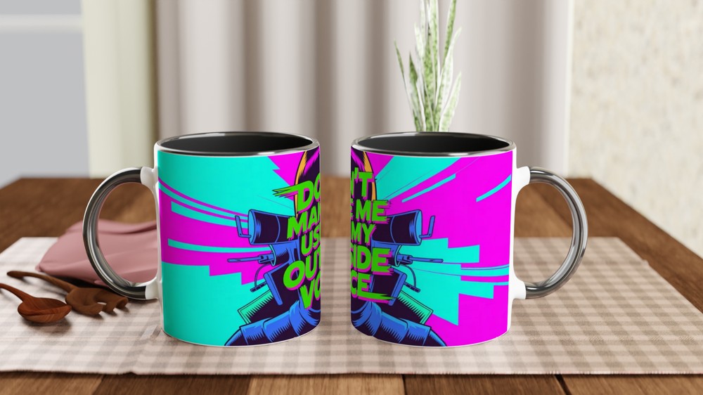 Don't Make Me Use My Outside Voice - Retro Pop Art Mug — view 9