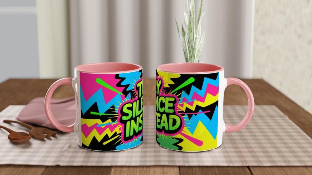 Try Silence Instead - Retro Pop Art Sarcastic Mug — view 6