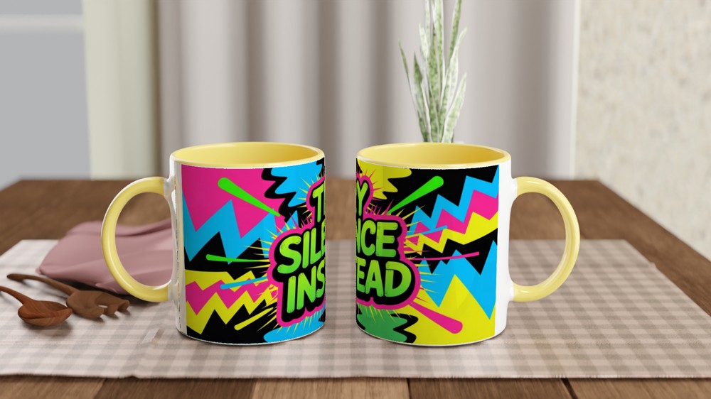 Try Silence Instead - Retro Pop Art Sarcastic Mug — view 8