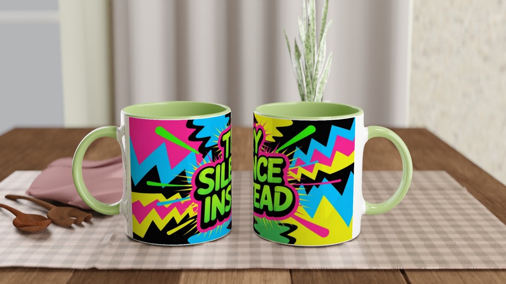 Try Silence Instead - Retro Pop Art Sarcastic Mug — view 5