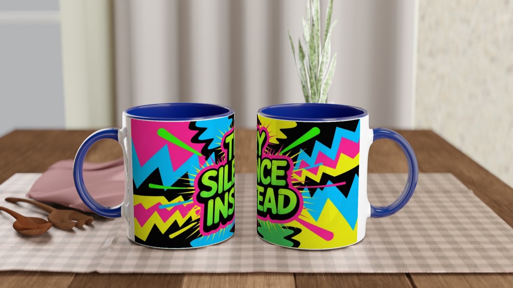 Try Silence Instead - Retro Pop Art Sarcastic Mug — view 4