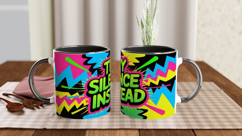 Try Silence Instead - Retro Pop Art Sarcastic Mug — view 9