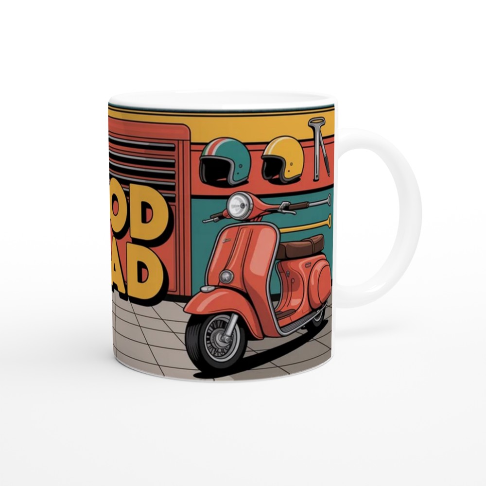 Mod Dad Mug | Scooter Gift for Dad | Father's Day Present | Classic Scooter Garage Design — view 12