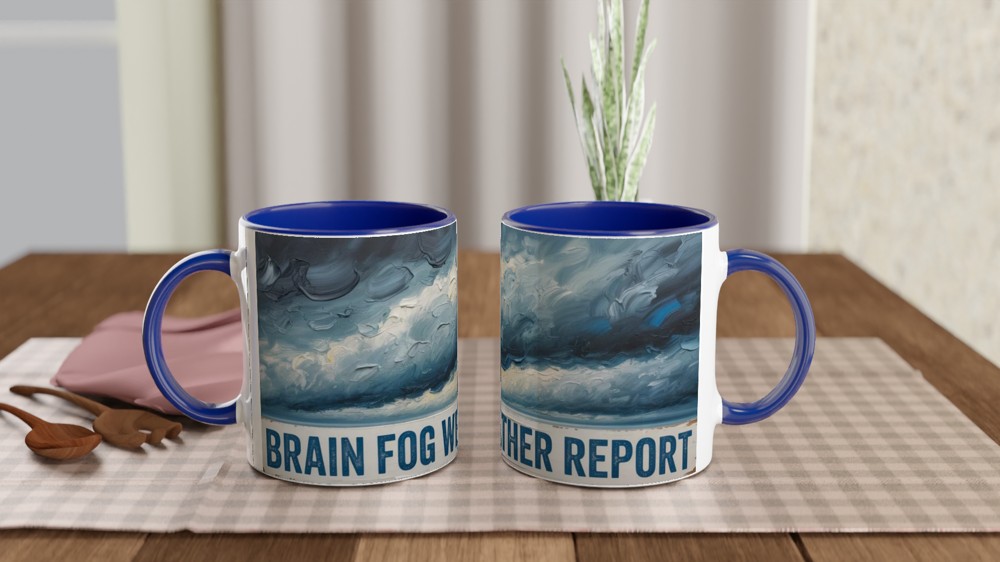 Brain Fog Weather Report Stormy Sky Oil Painting Mug — view 4