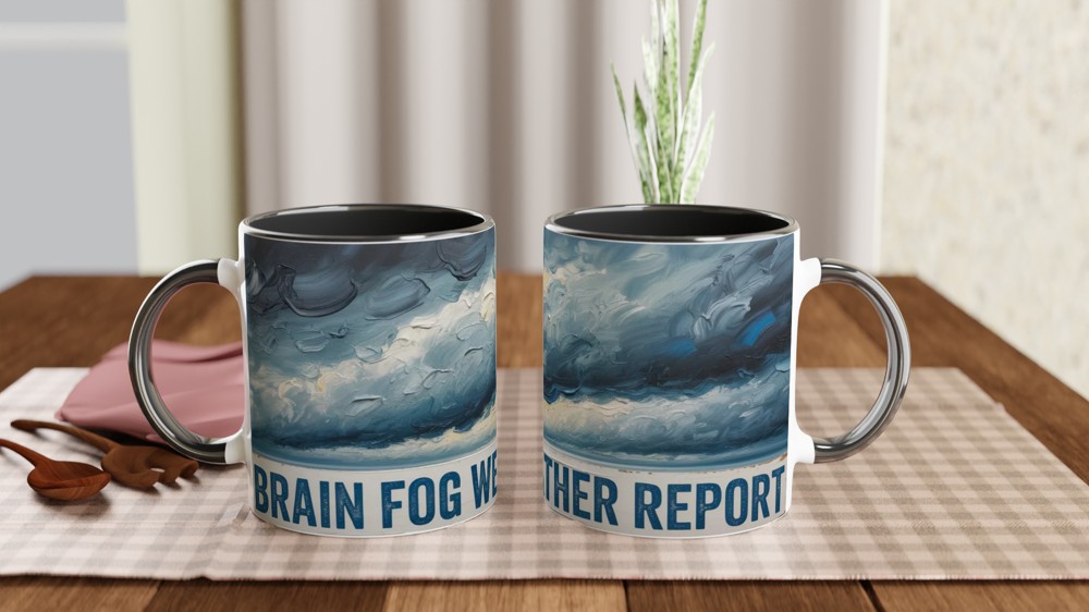 Brain Fog Weather Report Stormy Sky Oil Painting Mug — view 9
