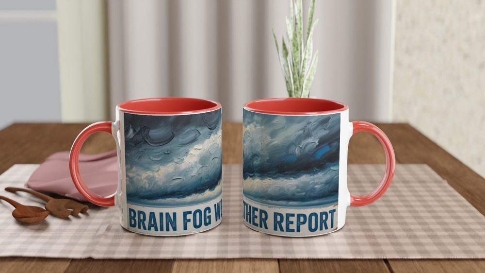 Brain Fog Weather Report Stormy Sky Oil Painting Mug — view 7