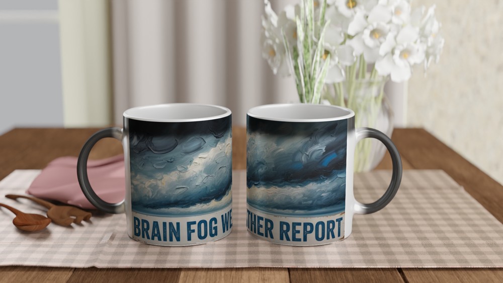 Brain Fog Weather Report Stormy Sky Oil Painting Mug — view 3