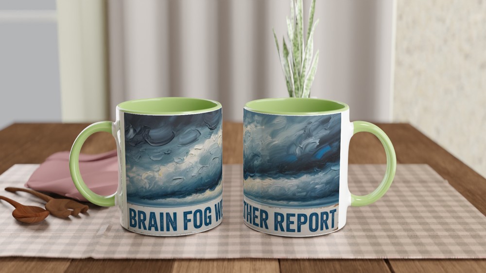 Brain Fog Weather Report Stormy Sky Oil Painting Mug — view 5