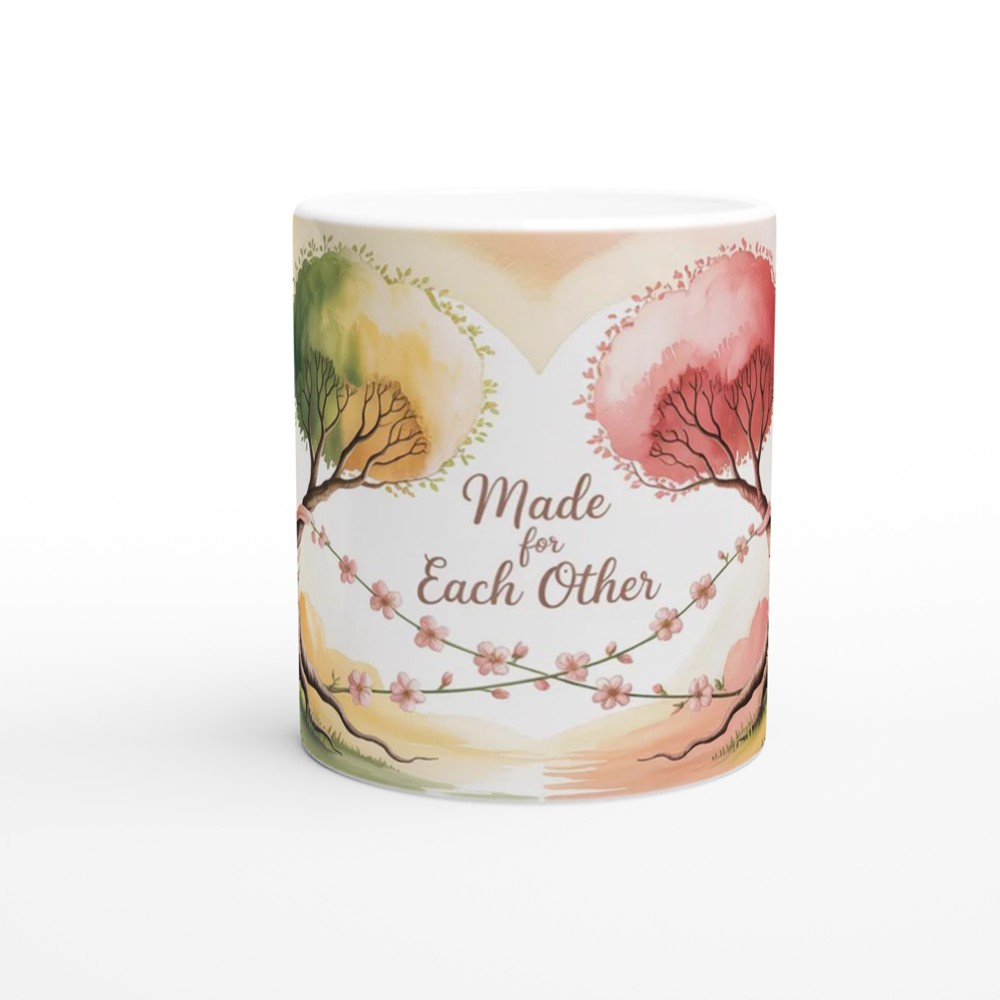 Made For Each Other Mug | Romantic Anniversary Gift | Valentines Mug for Couples | Wrap Around Love Design Present — view 11