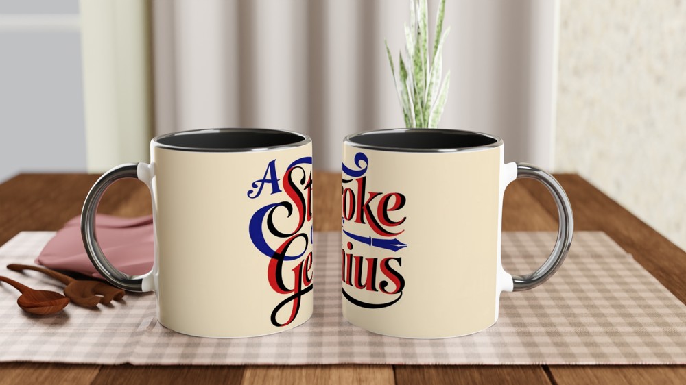 A Stroke of Genius - Decorative Typography Mug — view 9