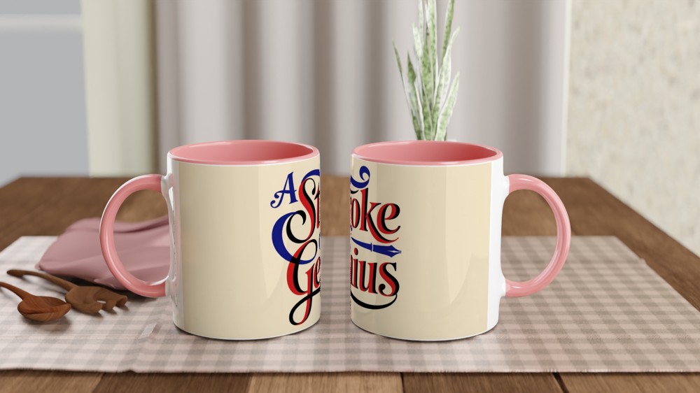 A Stroke of Genius - Decorative Typography Mug — view 6