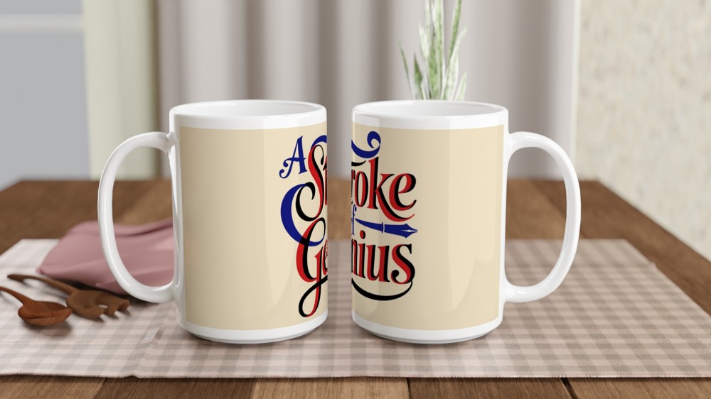 A Stroke of Genius - Decorative Typography Mug — view 2