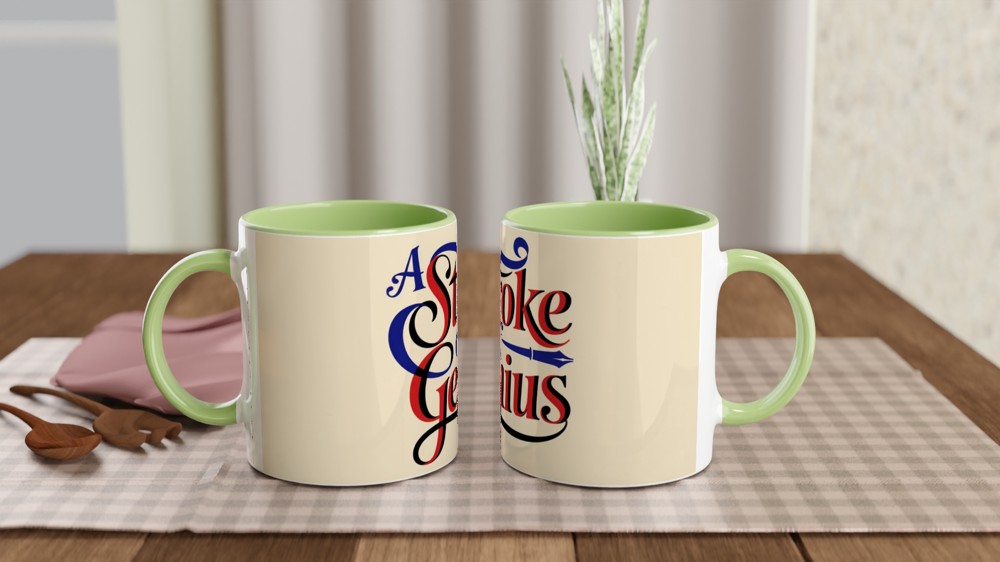 A Stroke of Genius - Decorative Typography Mug — view 5