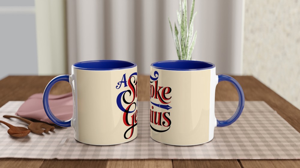 A Stroke of Genius - Decorative Typography Mug — view 4