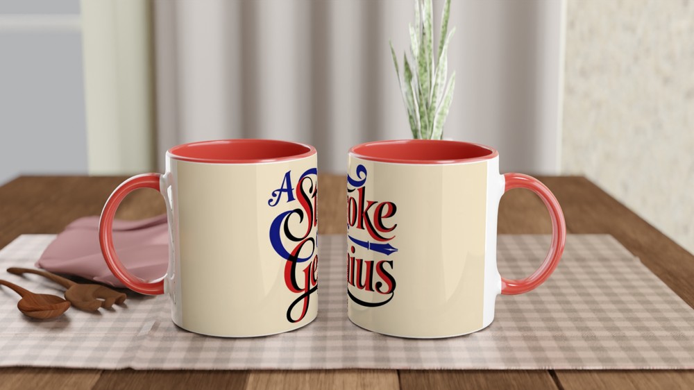 A Stroke of Genius - Decorative Typography Mug — view 7