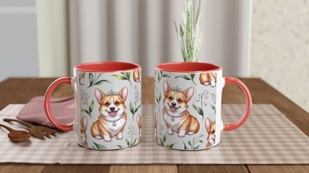Royal Corgi Princess Floral Pattern Mug — view 7