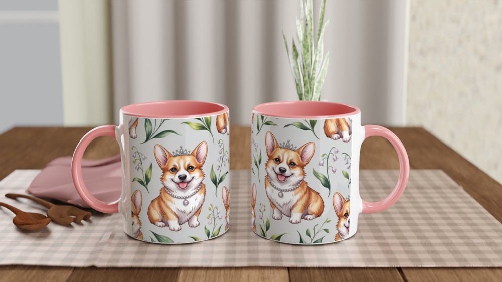 Royal Corgi Princess Floral Pattern Mug — view 6