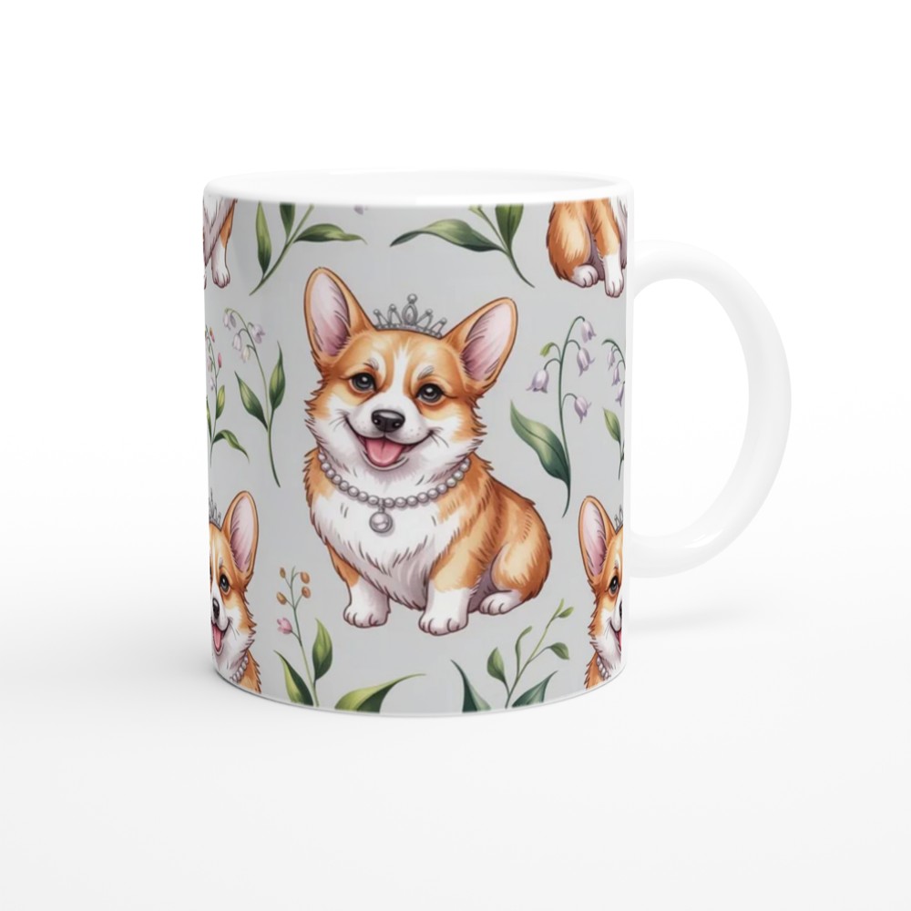 Royal Corgi Princess Floral Pattern Mug — view 12