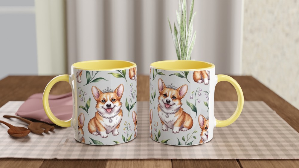 Royal Corgi Princess Floral Pattern Mug — view 8