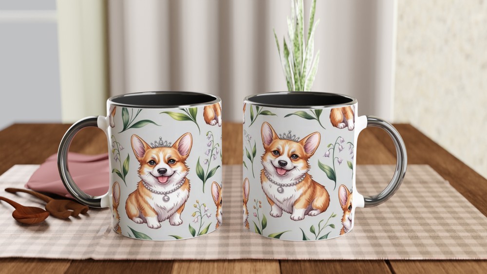 Royal Corgi Princess Floral Pattern Mug — view 9
