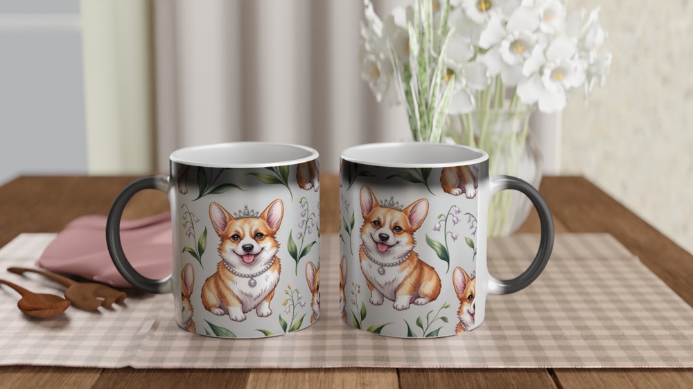 Royal Corgi Princess Floral Pattern Mug — view 3