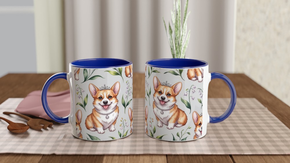 Royal Corgi Princess Floral Pattern Mug — view 4