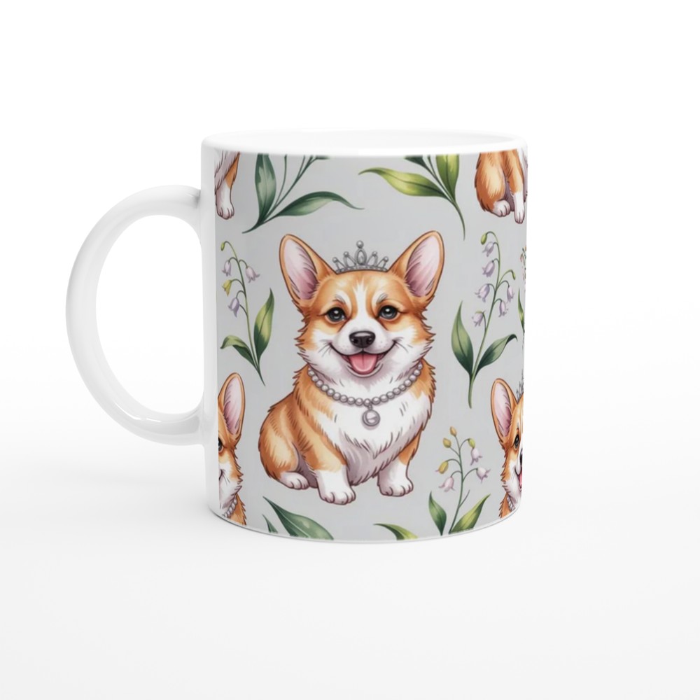 Royal Corgi Princess Floral Pattern Mug — view 10