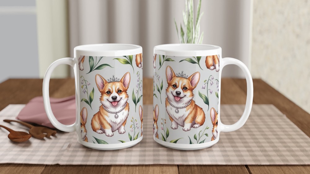Royal Corgi Princess Floral Pattern Mug — view 2