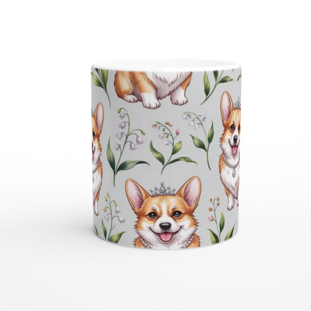 Royal Corgi Princess Floral Pattern Mug — view 11