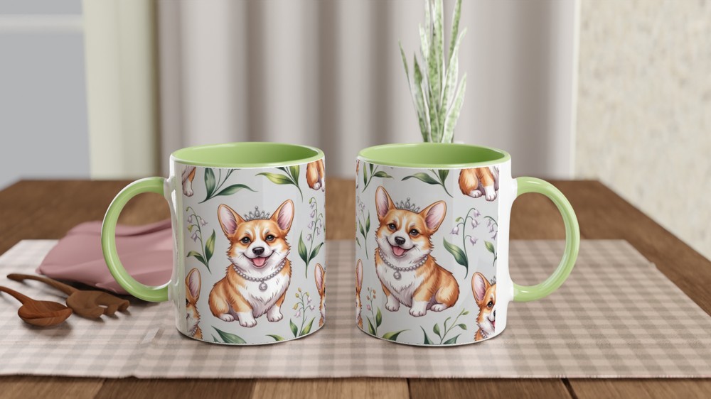 Royal Corgi Princess Floral Pattern Mug — view 5