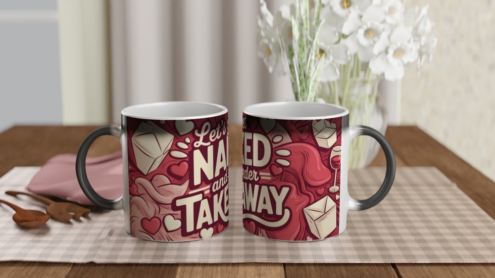Funny Valentine Mug | Let's Get Naked and Order Takeaway | Rude Anniversary Gift for Couples | Cheeky Husband Wife Present — view 3