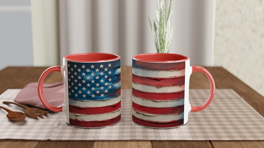 American Flag Textured Oil Painting Style Wrap Mug — view 7