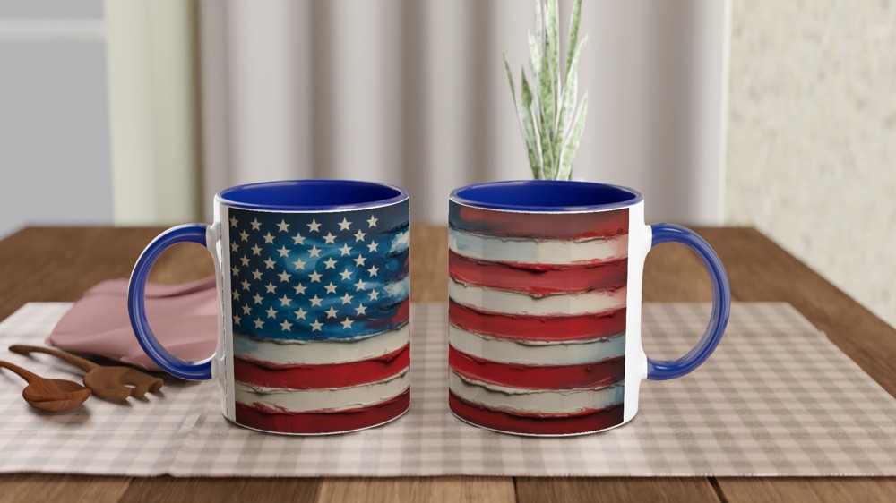 American Flag Textured Oil Painting Style Wrap Mug — view 4