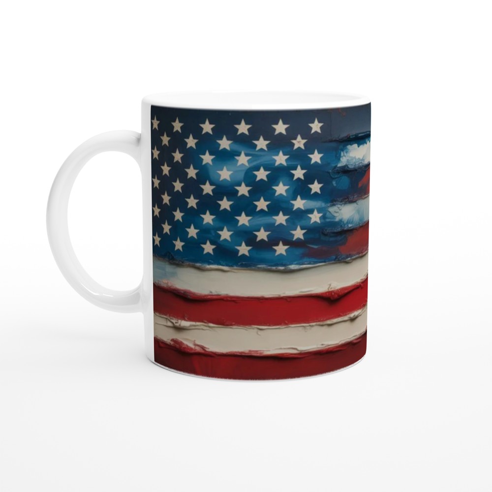 American Flag Textured Oil Painting Style Wrap Mug — view 10