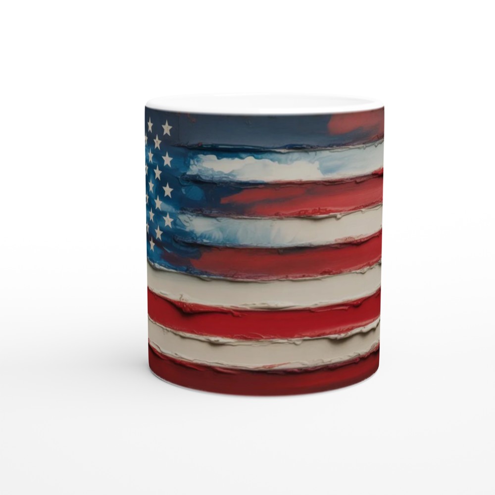 American Flag Textured Oil Painting Style Wrap Mug — view 11