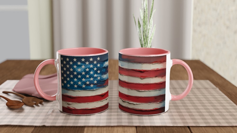American Flag Textured Oil Painting Style Wrap Mug — view 6