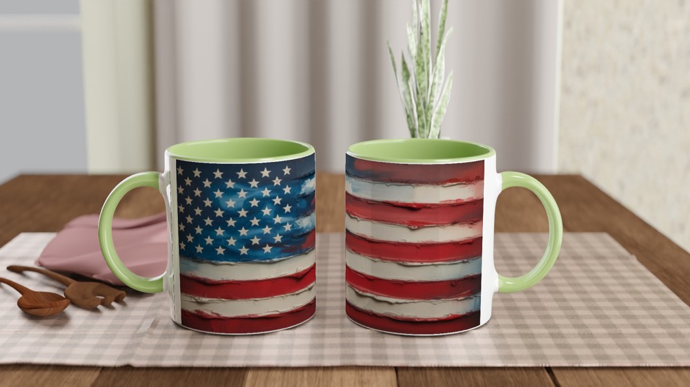American Flag Textured Oil Painting Style Wrap Mug — view 5