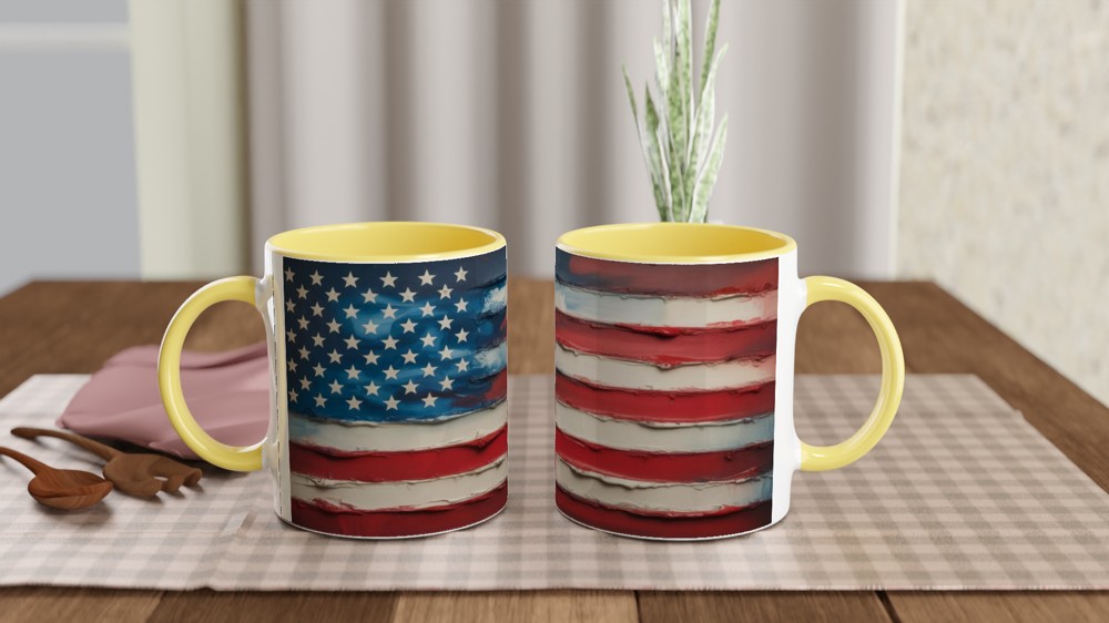 American Flag Textured Oil Painting Style Wrap Mug — view 8