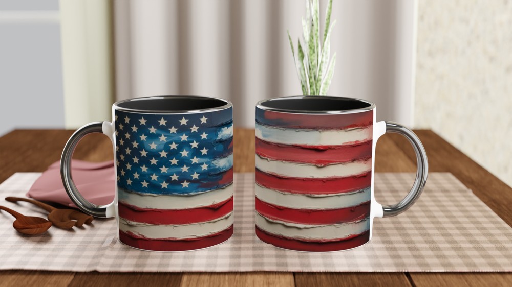 American Flag Textured Oil Painting Style Wrap Mug — view 9