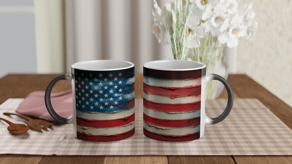 American Flag Textured Oil Painting Style Wrap Mug — view 3