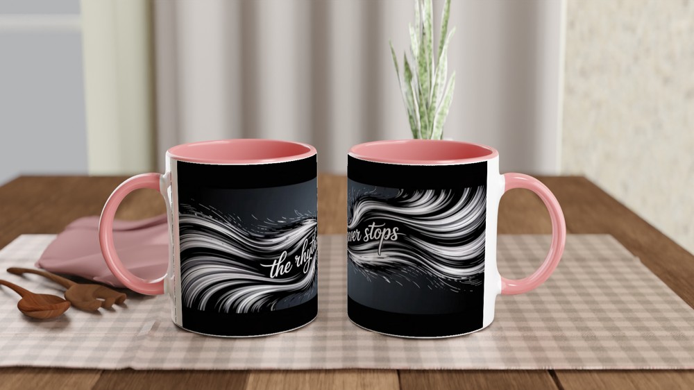 Musical Theatre Mug | 'The Rhythm Never Stops' Dance Art | Theatre Lover Gift | MJ Musical Inspired Present — view 6