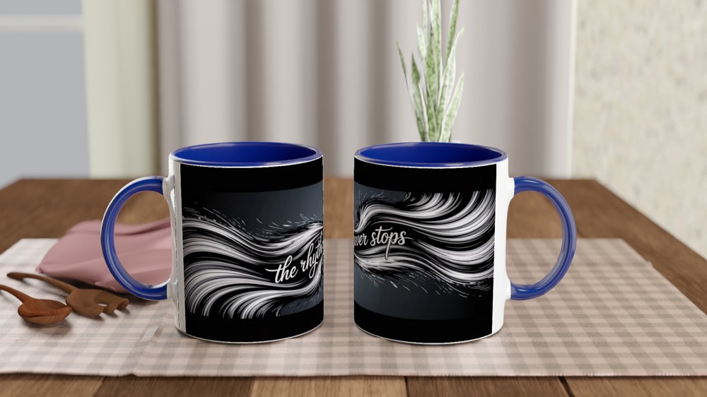 Musical Theatre Mug | 'The Rhythm Never Stops' Dance Art | Theatre Lover Gift | MJ Musical Inspired Present — view 4